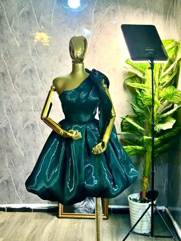 Bespoke one-shoulder bubble dress